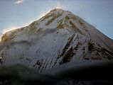 110 Dhaulagiri Sunset From Shepherds Kharka Dhaulagiri close up from Shepherd�s Kharka (3760m) at sunset on the way to Annapurna North Base Camp.